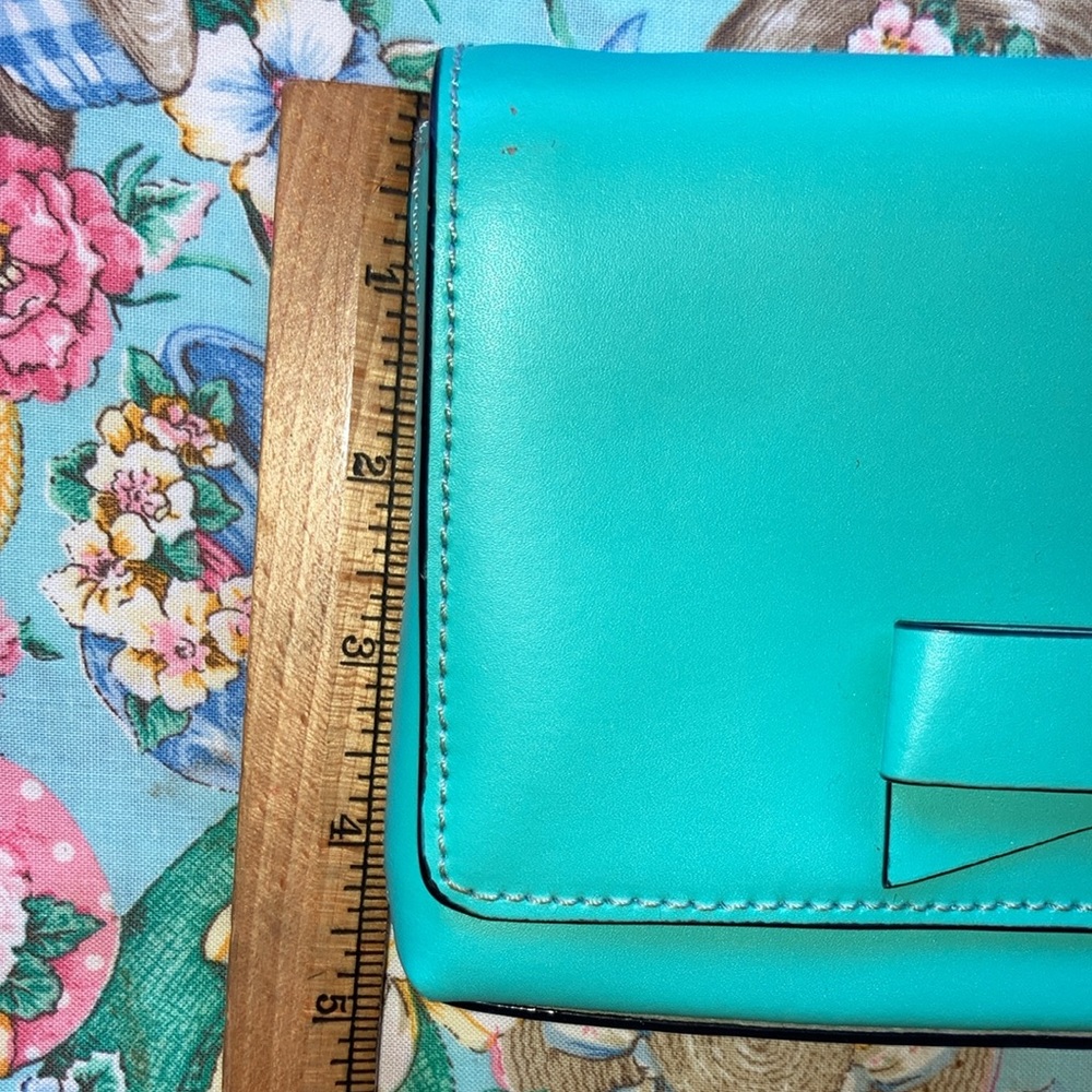 KATE SPADE New York turquoise clutch purse, size in pics, magnet close $79 - Picture 6 of 8